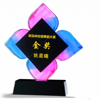 ADL Colorful Flower Crystal Glass Trophy Awards Customized Glass Crafts Gifts Crystal Trophy from Europe Awards for Child