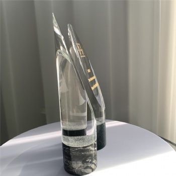 ADL K9 Elliptical High-Quality Crystal Glass Trophy Awards with Stone Base Souvenir Gifts Awards for Sports