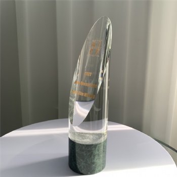 ADL K9 Elliptical High-Quality Crystal Glass Trophy Awards with Stone Base Souvenir Gifts Awards for Sports